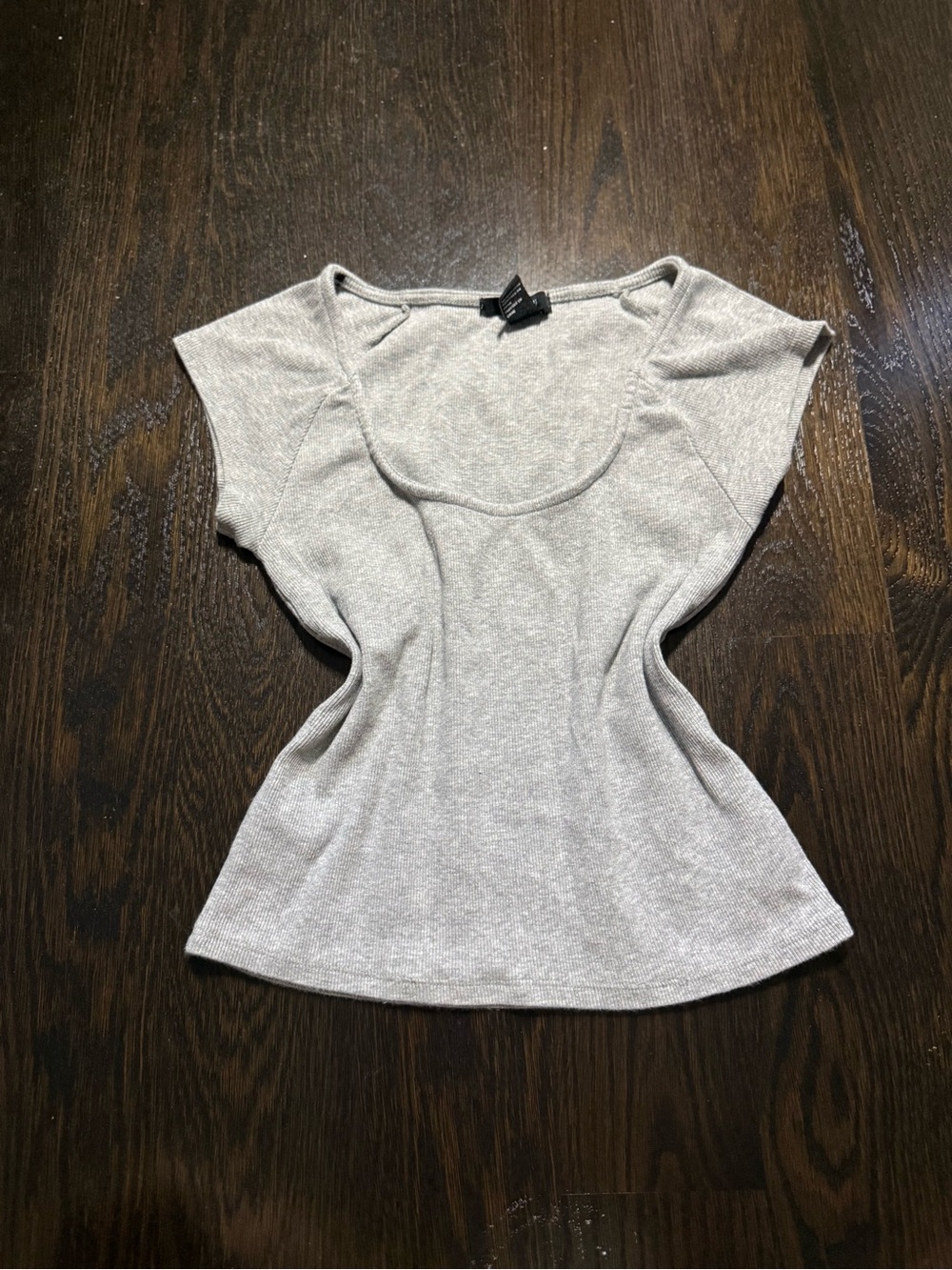 Forever 21 Light Gray Scoop Neck Short Sleeve Top